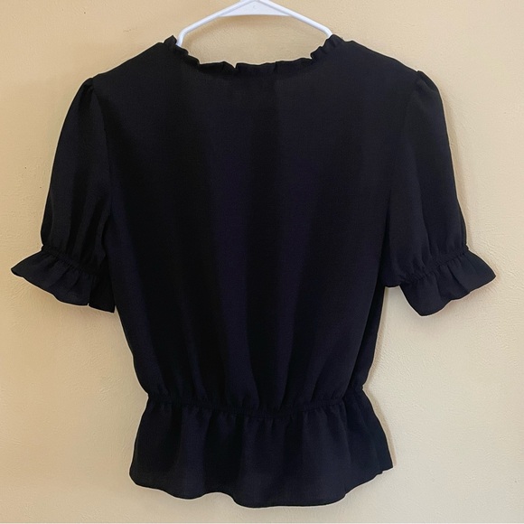 TOPSHOP Black Peplum Top Sz-2 - Picture 9 of 9